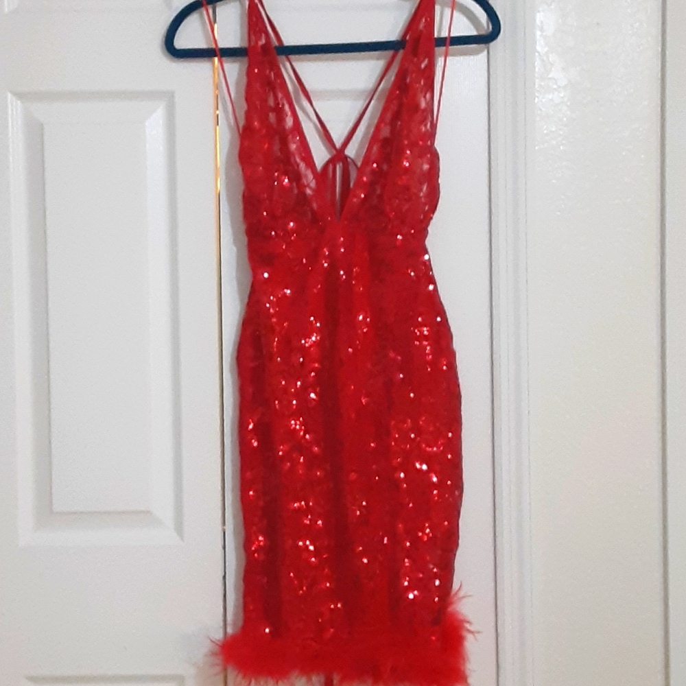 Lipstick Red Sequin Dress